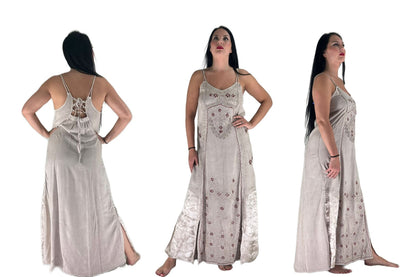 Bohemia Lace-Up Kirjailtu Mekko